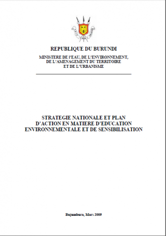 Page de garde du document de la Stratégie Nationale et Plan d’Action en matière d’Education Environnementale et de Sensibilisation