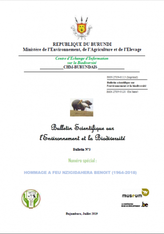Page de garde du bulletin scientifique sur l'Environnement et la Biodiversité numéro 3