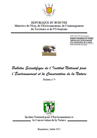 Page de garde du bulletin scientifique n°9 de l'INECN