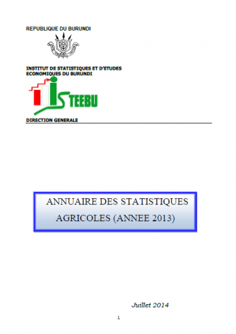 Page de garde annuaire des statistiques agricoles du Burundi, 2013
