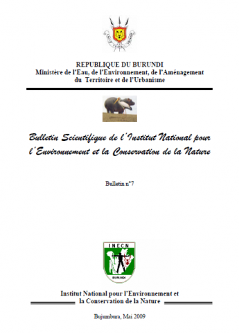 Page de garde du bulletin scientifique n°7 de l'INECN