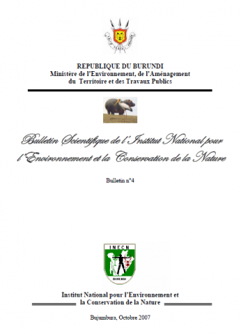 Page de garde du bulletin scientifique n°5 de l'INECN