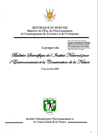 Page de garde du bulletin scientifique de l'INECN :Texte Editorial