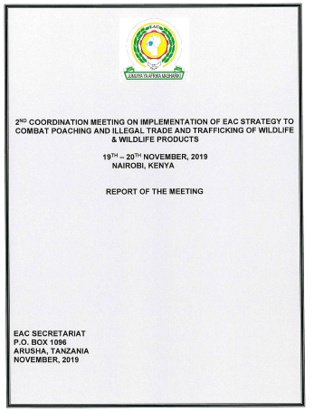 Page de garde rapport de l'évaluation de la Stratégie pour la lutte contre le braconnage, le commerce et le trafic illégaux de la biodiversité sauvage et ses produits dans la zone EAC