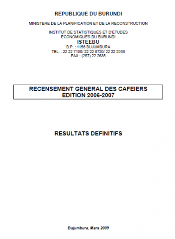 Page de garde: Recensement général des caféiers édition 2006-2007