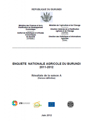 page de garde: Enquête Nationale Agricole du Burundi (ENAB) 2011-2012: Résultats de la saison A