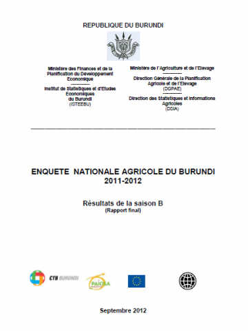 page de  garde : Enquête Nationale Agricole du Burundi (ENAB) 2011-2012
