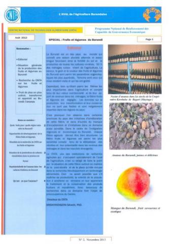Aval de l'agriculture burundaise numéro 2