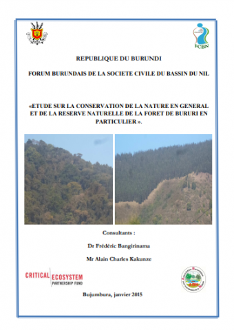 Page de garde  de Etude sur la conservation de la nature en général et de la Réserve naturelle de la forêt de Bururi
