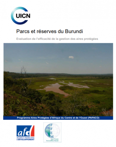 Page de garde du document de l'Evaluation de l’efficacité de la gestion des aires protégées au Burundi