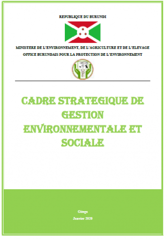 Page de garde du Cadre de Gestion Environnementale pour le Burundi