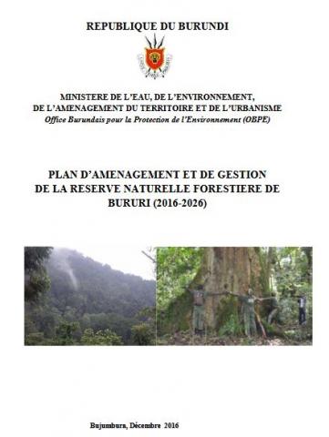 Plan d’Aménagement et de Gestion de la Reserve Naturelle de Bururi  (2016-2026)