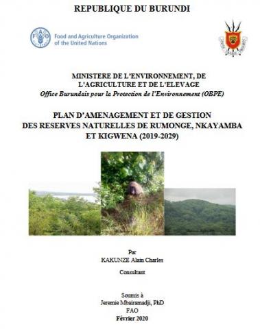Plan d’Aménagement et de Gestion des Réserves Naturelles de Rumonge, Nkayamba et Kigwena (2019-2029)