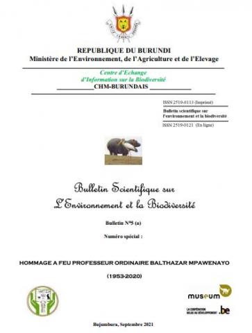 Bulletin Scientifique sur l’Environnement et la Biodiversité : Bulletin N°5 (a) Numéro spécial : Hommage à feu Professeur Ordina