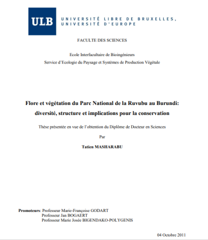 Flore et végétation du Parc National de la Ruvubu au Burundi : diversité, structure et implications pour la conservation