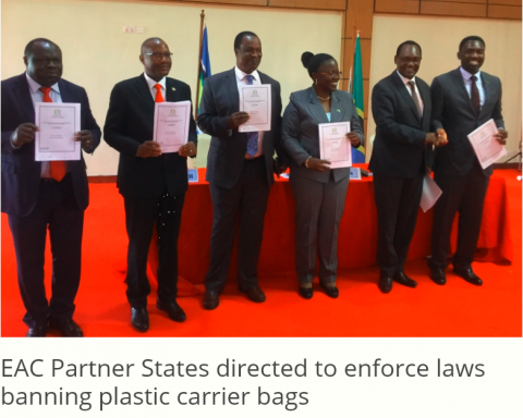 EAC Partner States directed to enforce laws banning plastic carrier bags East African Community Headquarters, Arusha, Tanzania, 10th February, 2020: East African Community Partner States have been directed to enforce relevant laws to effectively ban the manufacture and use of plastic carrier bags with immediate effect.